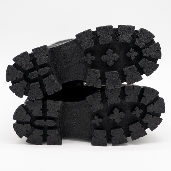 size 40eu 10 US Prada Leather Nylon Rubber Monolith Winter Combat Boots Black - Picture 5 of 13